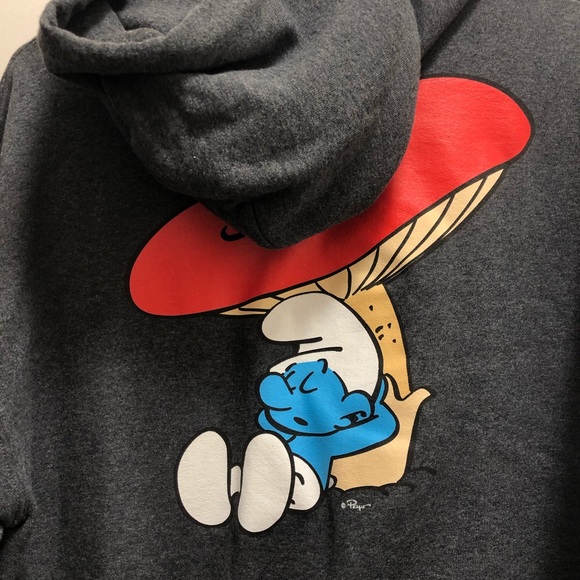 Blue Smurfs Gray Hoodie Mushroom Sweater - Picture 5 of 7